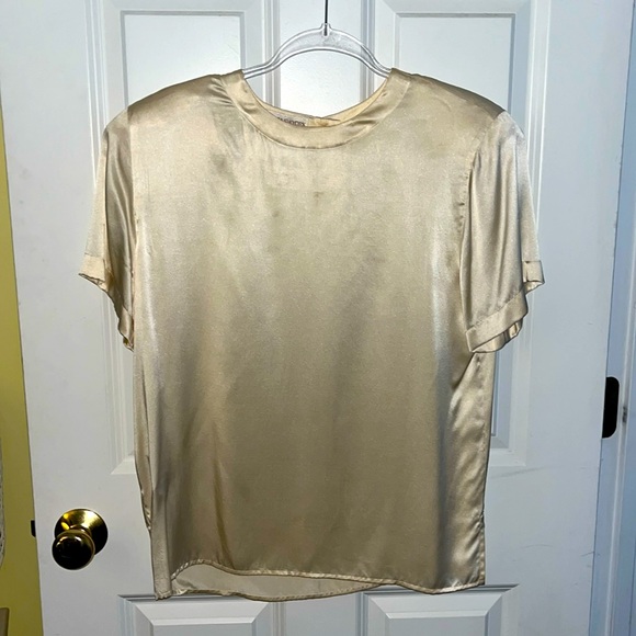 Vintage Women’s Jones New York Silk Short Sleeve Top. Off white Size 12 - Picture 1 of 8